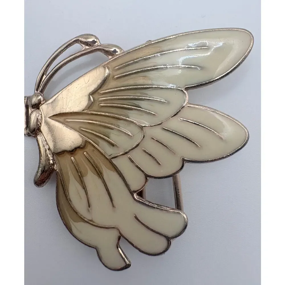 Vintage-Style Cream/Ivory Butterfly Belt Buckle